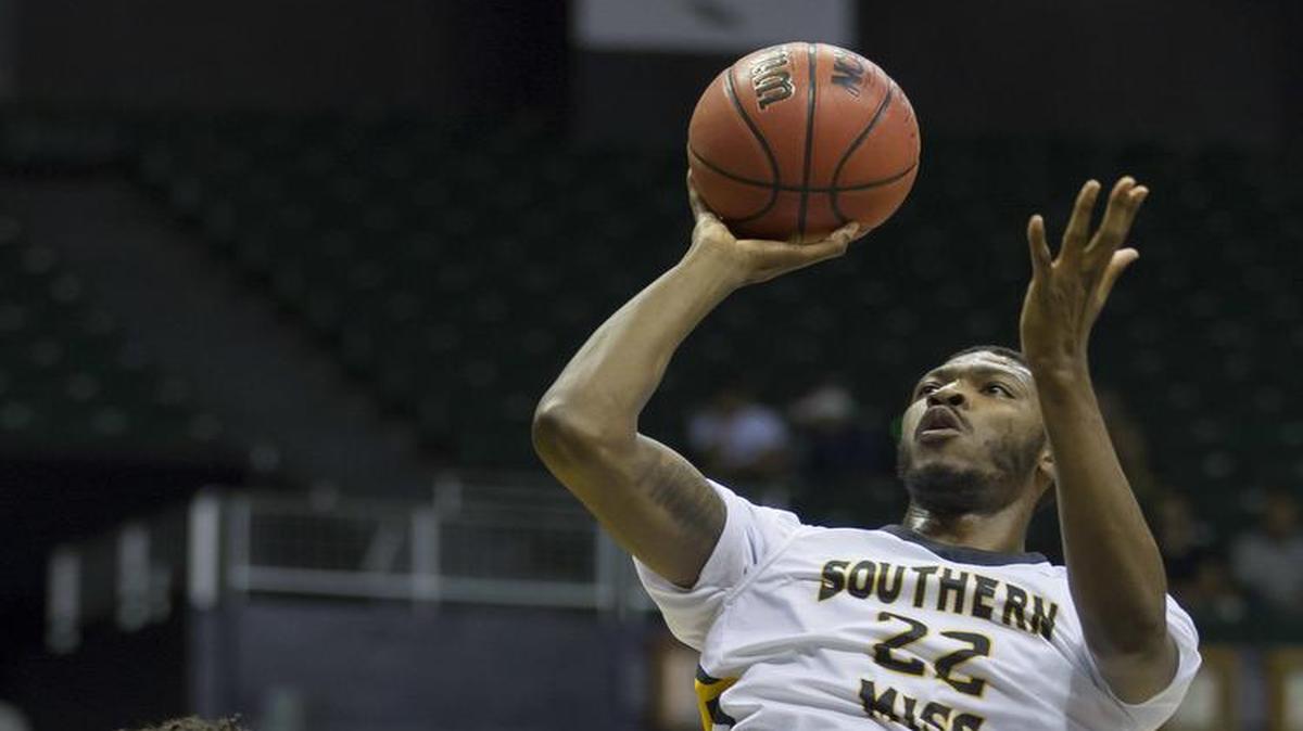 Southern Mississippi guard Quinton Campbell (22) scored 28 points as Southern Miss pulled out an overtime victory.