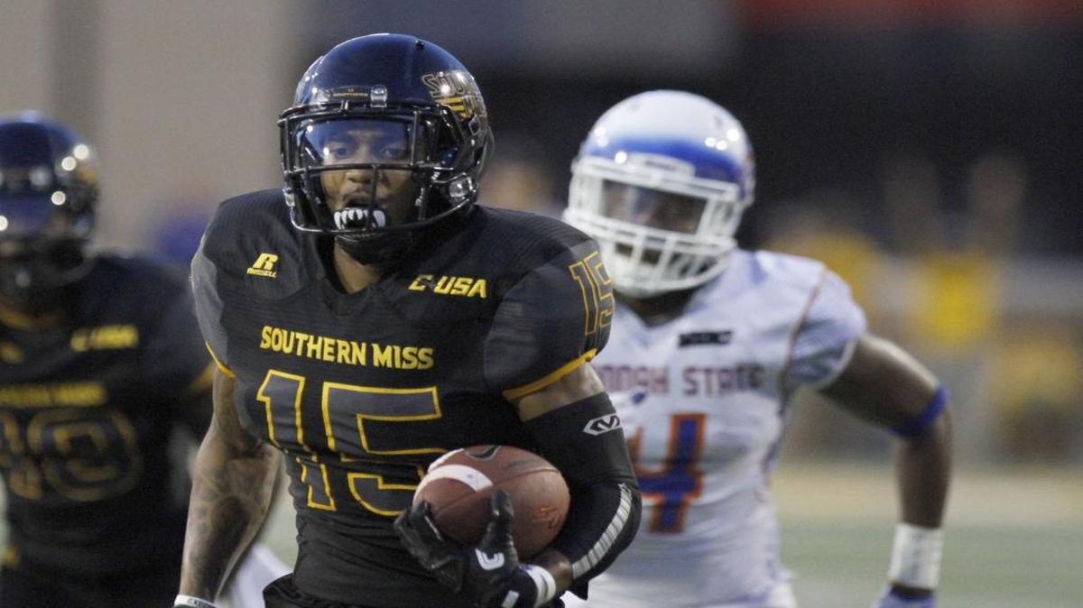 Southern Miss receiver Allenzae Staggers returns a punt for a touchdown against Savannah State on Sept. 10 in Hattiesburg.