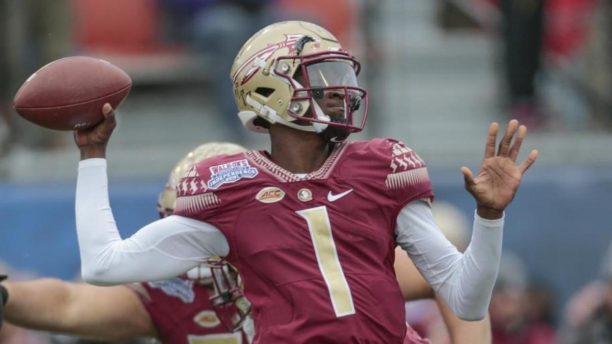Florida State Seminoles quarterback James Blackman sets up to pass during the Independence Bowl between Southern Miss and Florida State University in Shreveport Wednesday.