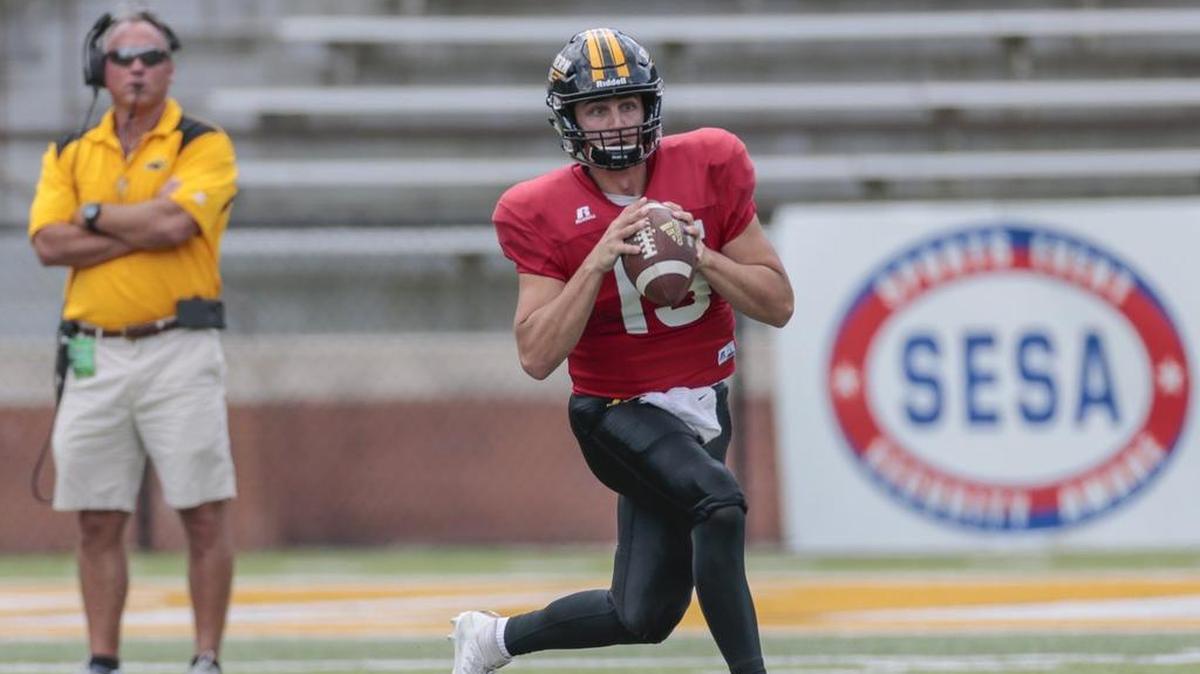 Quarterback Jack Abraham looks to pass during the Southern Miss spring game on April 21 in Hattiesburg.