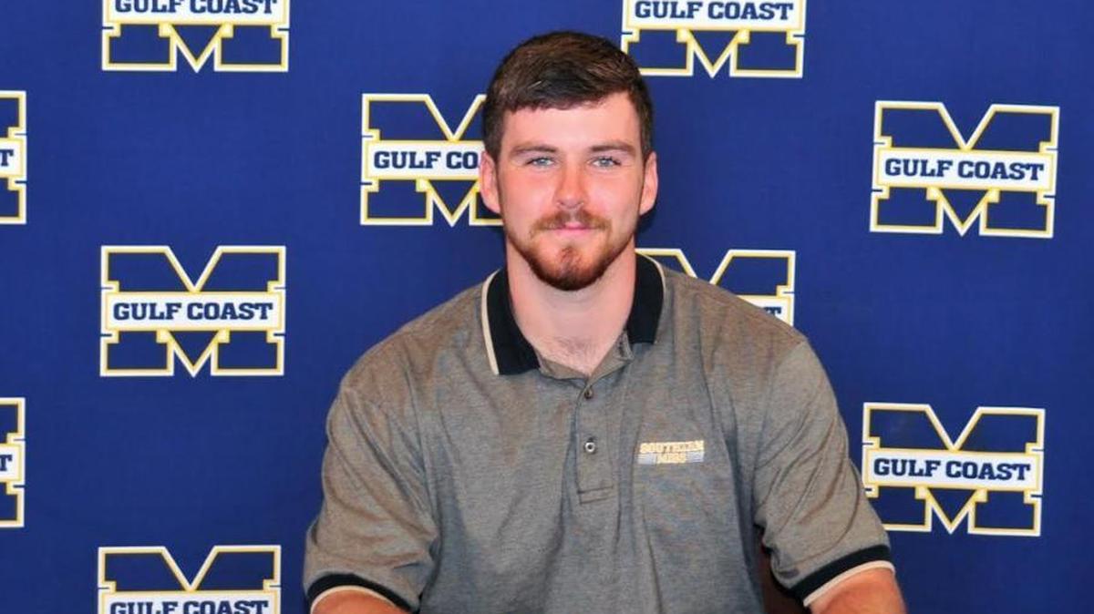 Mississippi Gulf Coast Community College catcher Logan McGrew recently signed a scholarship to Southern Miss.