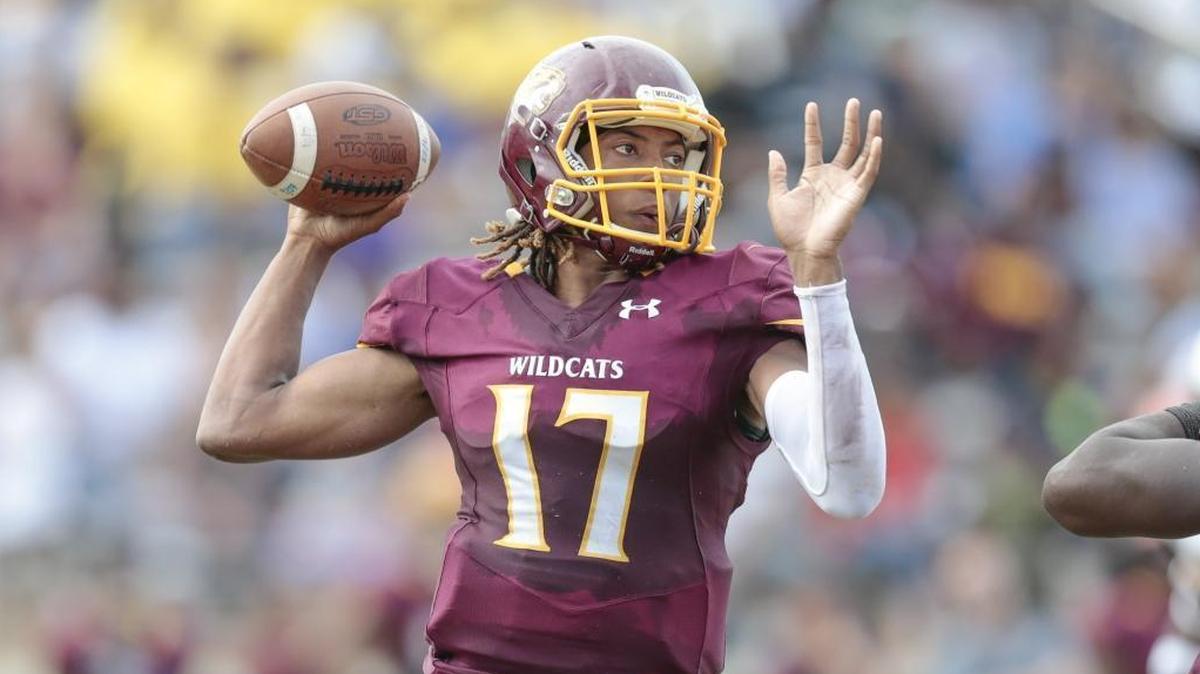 Pearl River Community College quarterback Markevion Quinn (17) passes against Mississippi Gulf Coast Community College on Saturday in Poplarville.