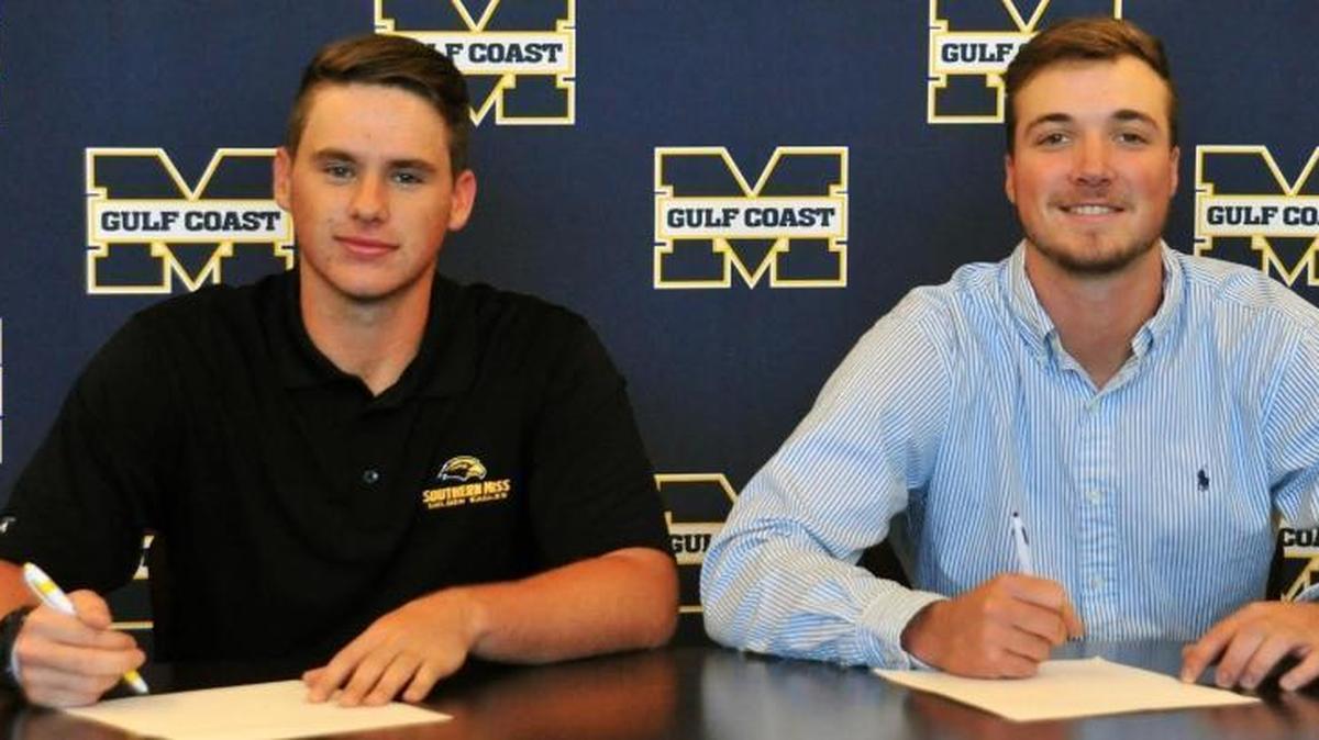 Mississippi Gulf Coast Community College baseball standouts Joshua Lewis and Ty Barnes recently signed to play at Southern Miss and Louisiana-Monroe.