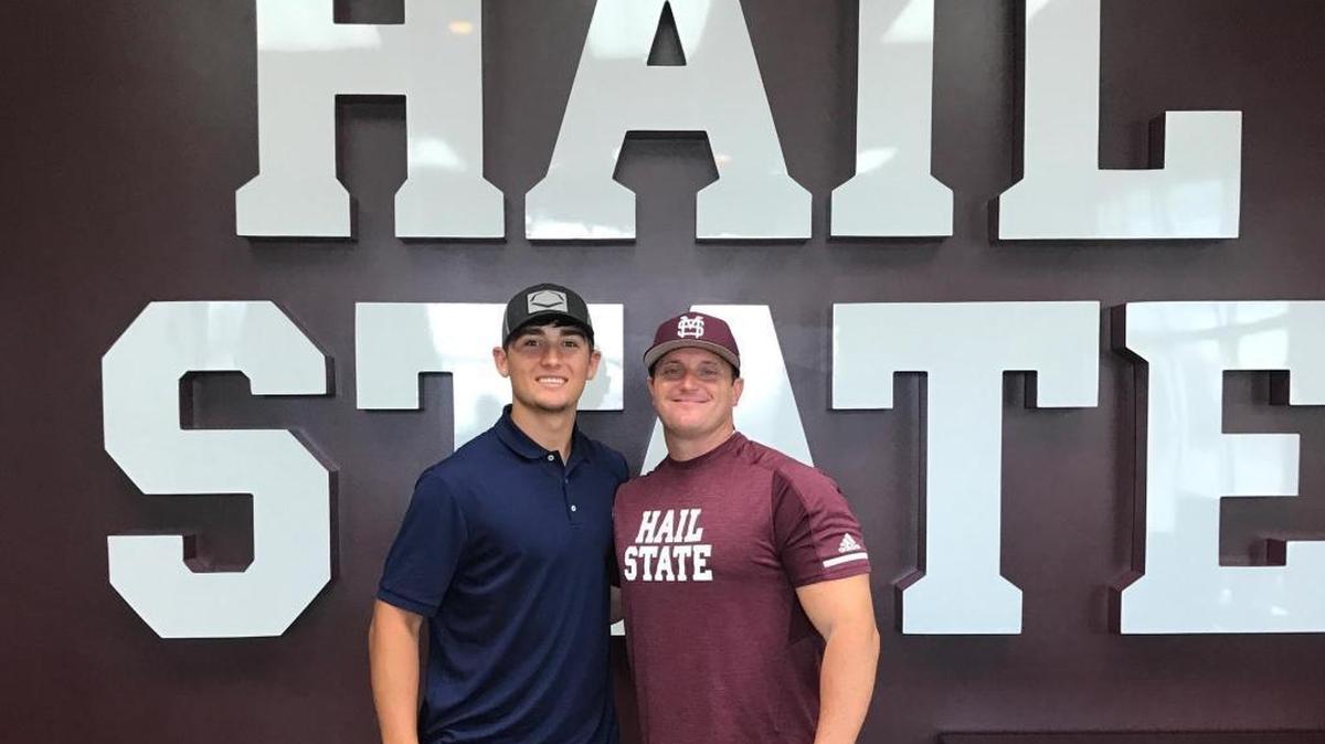 Pearl River Community College right-hander Colby White, left, committed to Missisisppi State coach Andy Cannizaro and the Bulldogs on Tuesday. The PRCC standout also had offers from Ole Miss, Southern Miss, South Alabama, Southeastern Louisiana, among others.