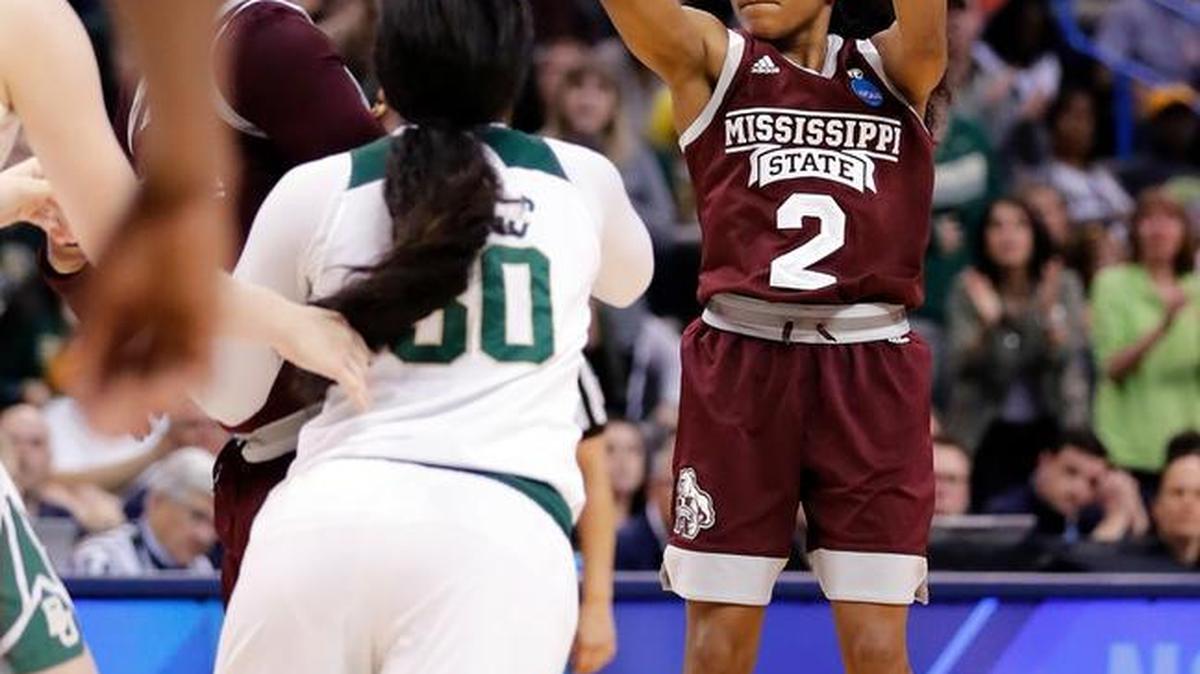 Mississippi State's Morgan William (2) scored 41 points as the Bulldogs beat Baylor to reach Women’s Final Four.