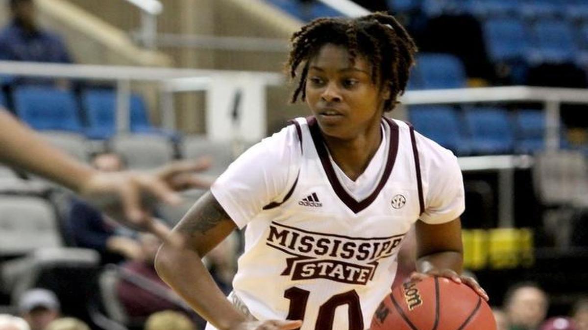 Mississippi State guard Jazzmun Holmes dribbles the ball while competing against Tulane on Wednesday, November 16, 2016, at the Mississippi Coast Coliseum in Biloxi.