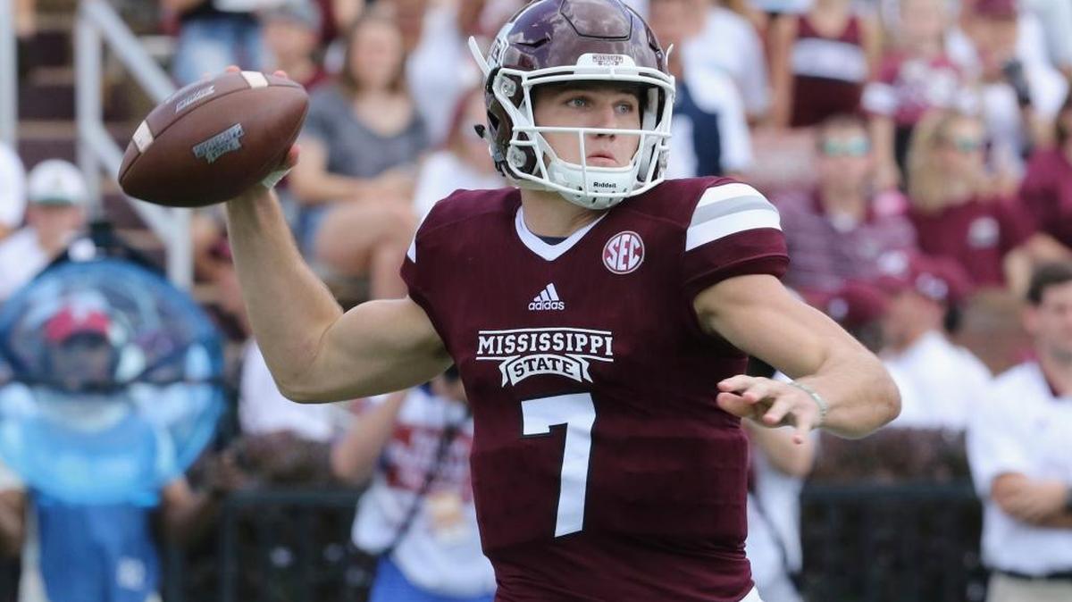 Mississippi State quarterback Nick Fitzgerald (7) prepares to pass against Charleston Southern in Starkville Saturday.