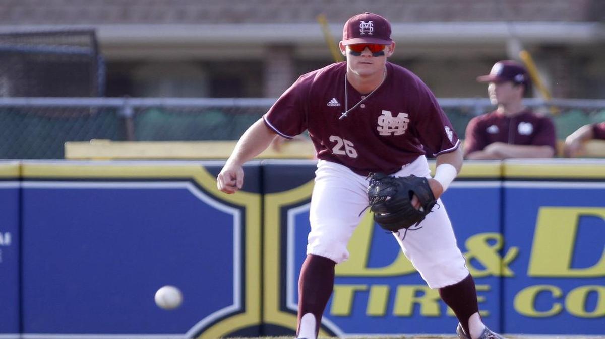 Mississippi State third baseman Cody Brown, a former Biloxi standout, fields a ground ball during Friday’s game against South Alabama at Pete Taylor Park in Hattiesburg.