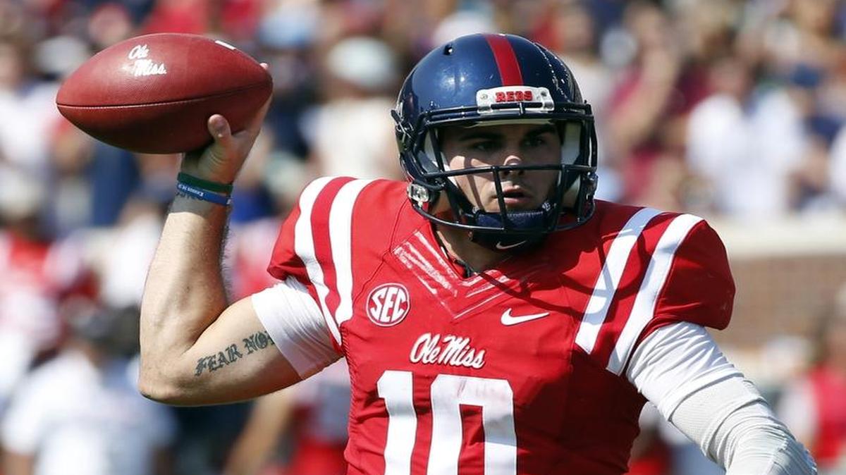 Ole Miss quarterback Chad Kelly (10) leads the Rebels against Memphis on Saturday night at Vaught-Hemingway Stadium.