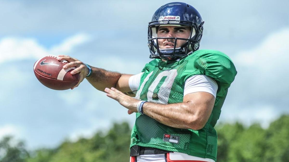 Ole Miss quarterback Chad Kelly passes during an NCAA college football practice in Oxford Thursday, Aug. 11, 2016.