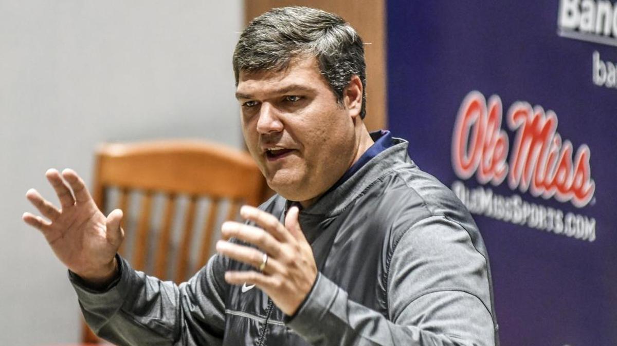 Ole Miss coach Matt Luke discusses early National Signing Day during a press conference in Oxford, Miss.