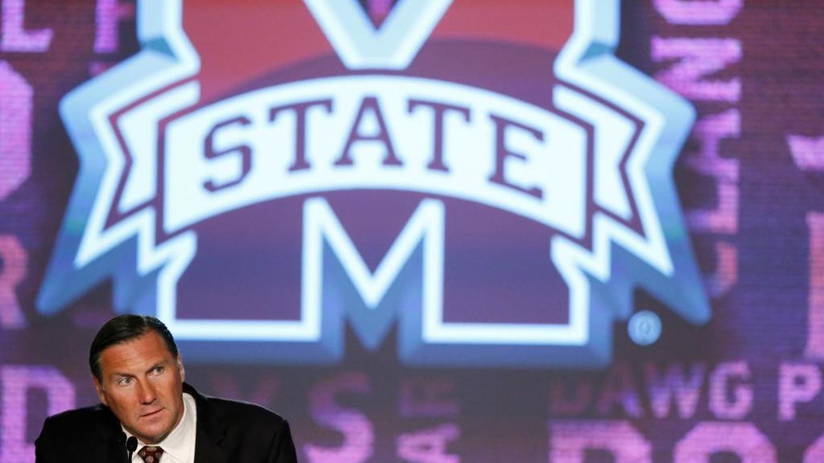 Mississippi State coach Dan Mullen speaks to the media at the Southeastern Conference NCAA college football media days, Tuesday, July 12, 2016, in Hoover, Ala.