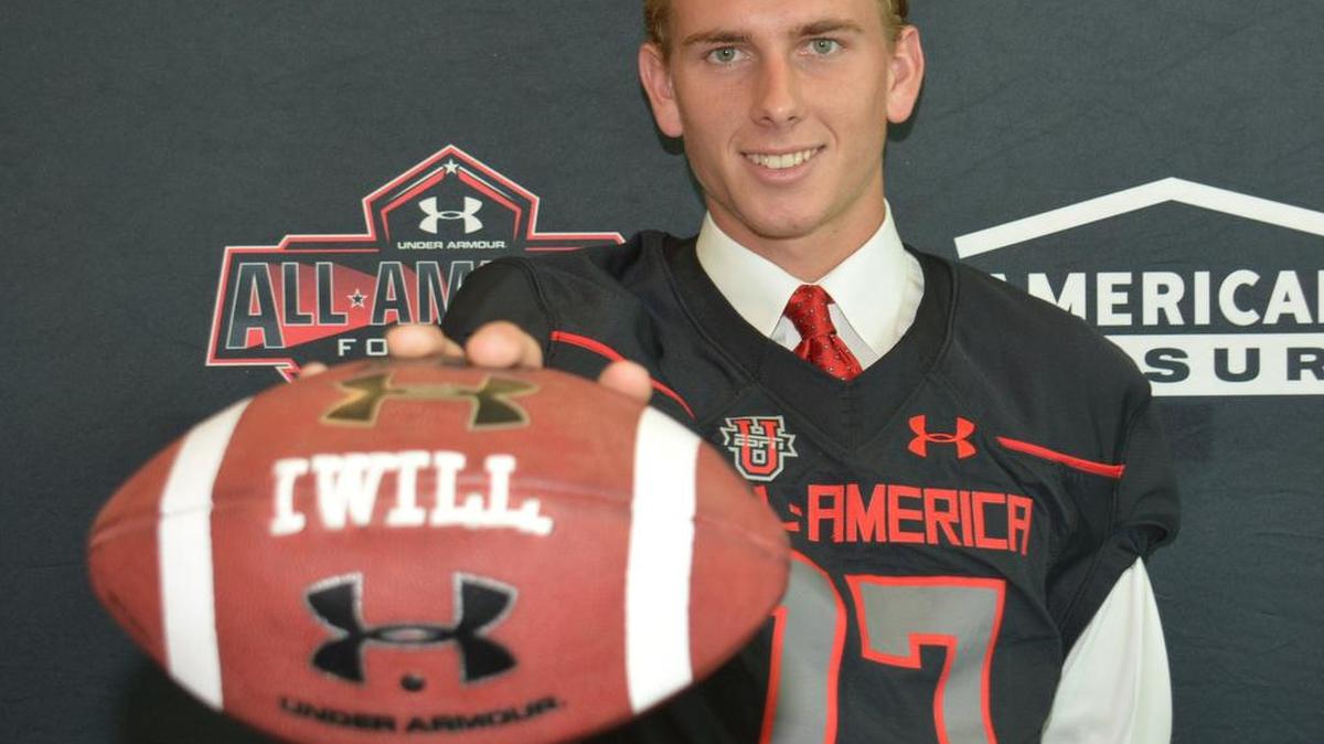 Myles Brennan was awarded his Under Armour All-American jersey Thursday during a ceremony at St. Stanislaus College. The game is scheduled for Jan. 1, 2017 in St. Petersburg, Florida.