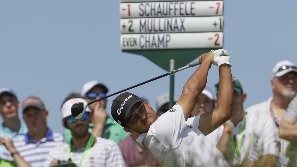 Xander Schauffele hits a tee shot on the eighth hole during the second round of the U.S. Open on June 16, 2017, at Erin Hills in Erin, Wis.