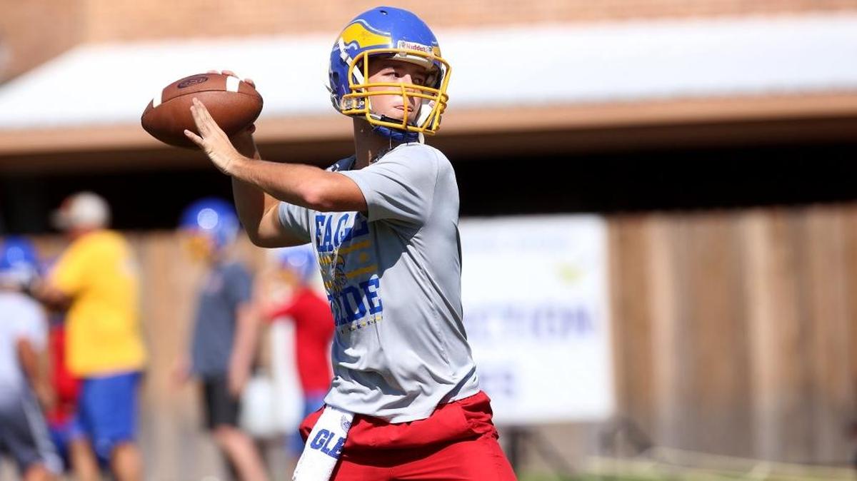 Resurrection quarterback Blake Porter throws the ball during practice on Monday in Pascagoula.
