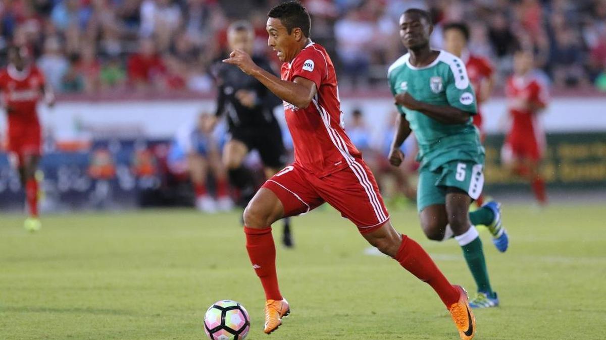 Richmond Kickers midfielder Raul “Chino” Gonzalez heads up field against the Rochester Rhinos on Sept. 23, 2017 in Richmond, Virginia. Gonzalez is a former Ocean Springs standout who made his professional debut this season.