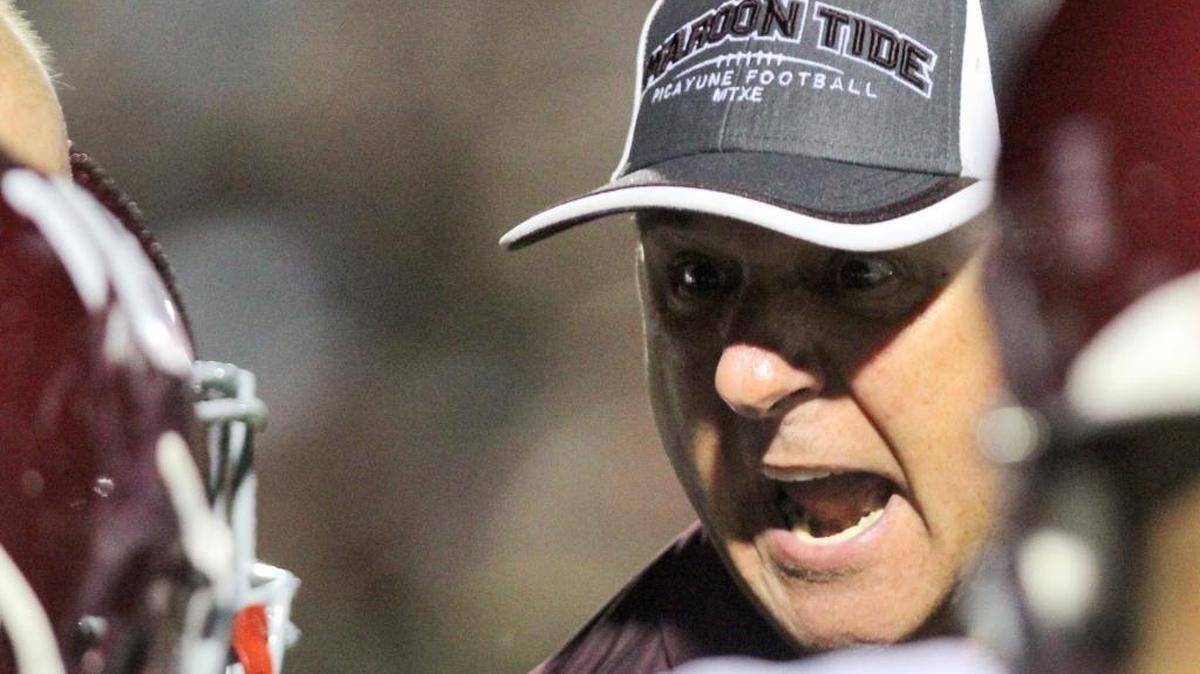 Picayune head coach Dodd Lee yells at his players after giving up a touchdown to Harrison Central during the first quarter of their game at Harrison Central on Friday, Sept. 16, 2016. Picayune visited West Harrison on Friday.