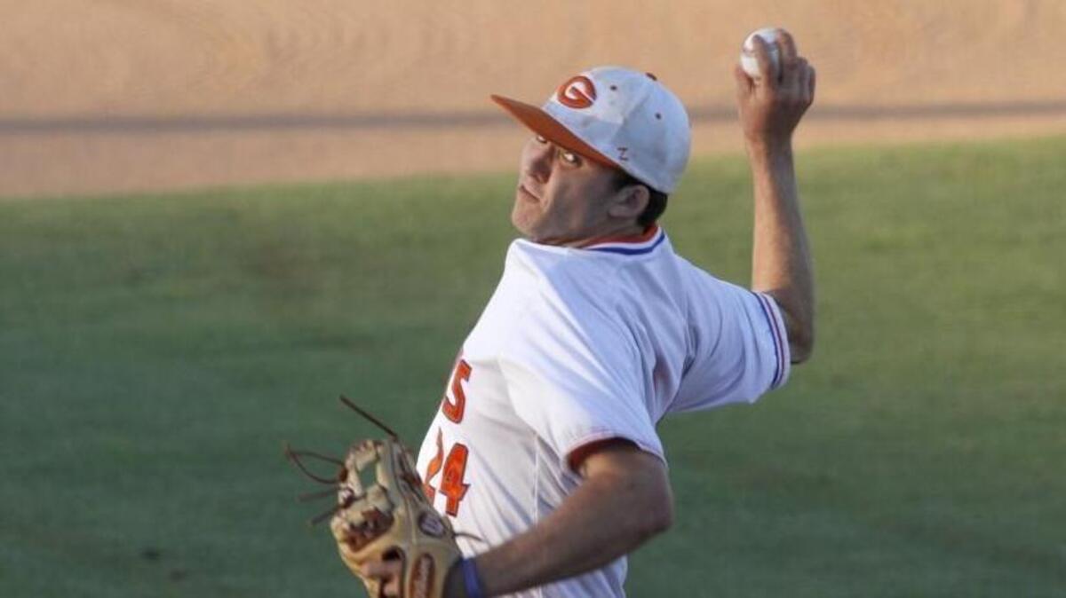 Blake Johnson of Gulfport makes a pitch against Ocean Springs during the 2017 season.