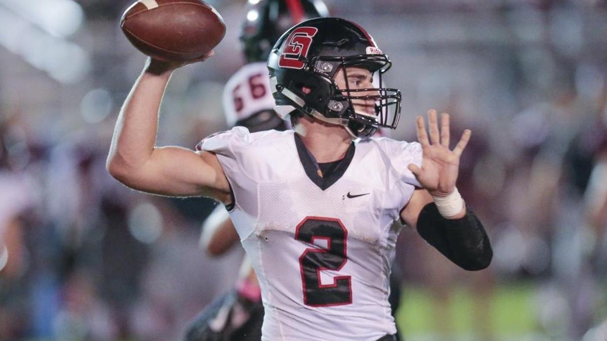 St. Stanislaus quarterback Jakob Greer passes against East Central in Hurley, October 13, 2017. SSC opened the MHSAA Class 4A playoffs Friday at McComb.