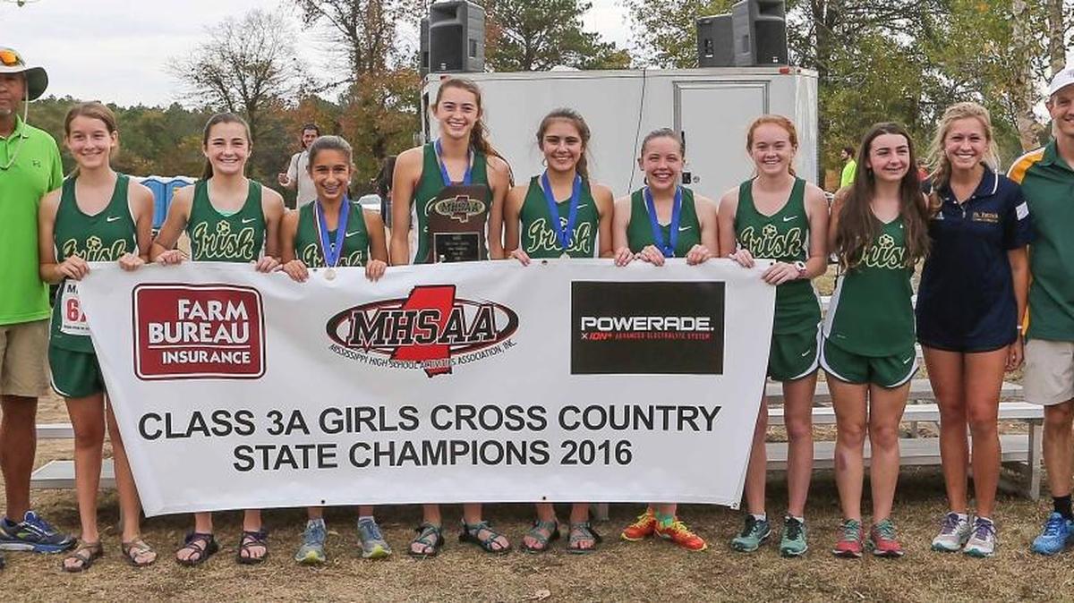 The St. Patrick Lady Irish won the Class 3A championship on Saturday, November 5, 2016, at the MHSAA Cross Country Championships at Choctaw Trails in Clinton.
