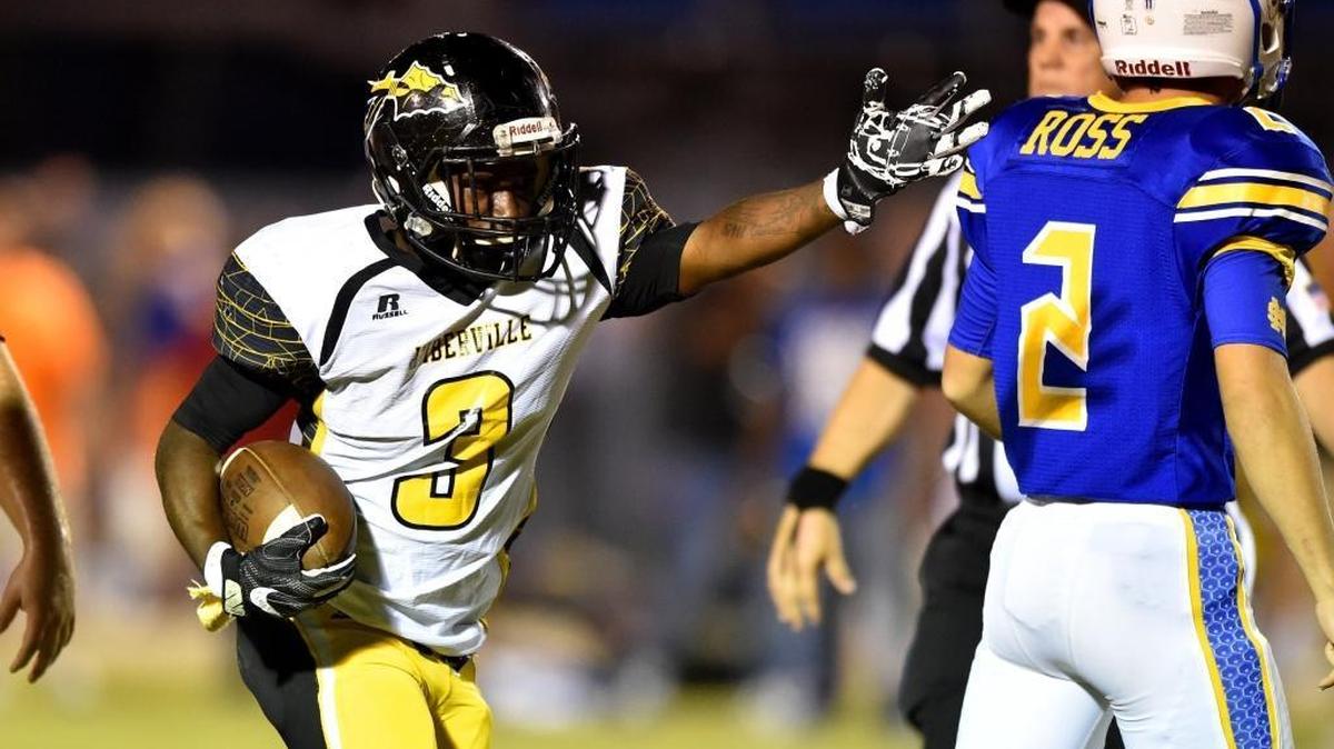 D'Iberville running back Ja'quavis Foster (3) signals for a first down after running the ball against St. Martin linebacker Nick Ross (2) during the first quarter, Friday, Nov. 3, 2017, at St. Martin High School in St. Martin. D’Iberville travels to Petal to open the Class 6A playoffs on Friday. St. Martin visits Pearl.