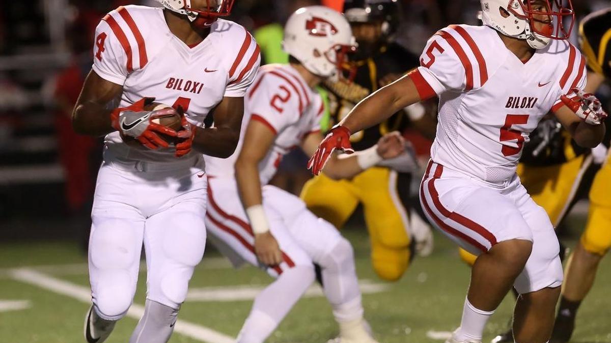 Biloxi’s Tim Jones runs the ball agaisnt D’Iberville on Friday, September 23, 2016, at Warrior Stadium.