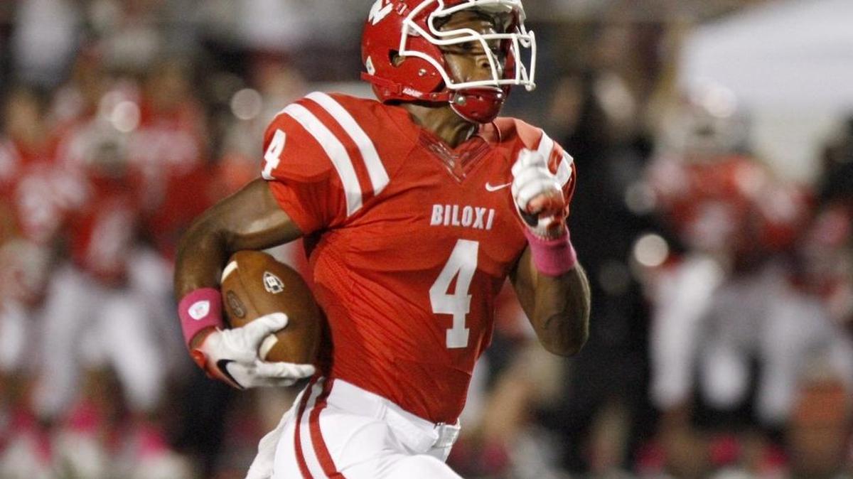 Biloxi's Tim Jones is all alone as he scores on a 66-yard touchdown, Friday, Oct. 14, 2016, in Biloxi. Jones committed to Southern Miss on Monday.