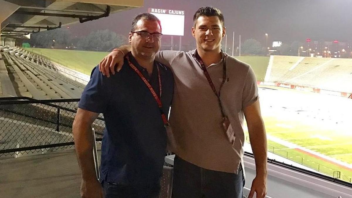 St. Stanislaus tight end Chase Rogers, along with his dad, Joey, visited Louisiana-Lafayette over the weekend.