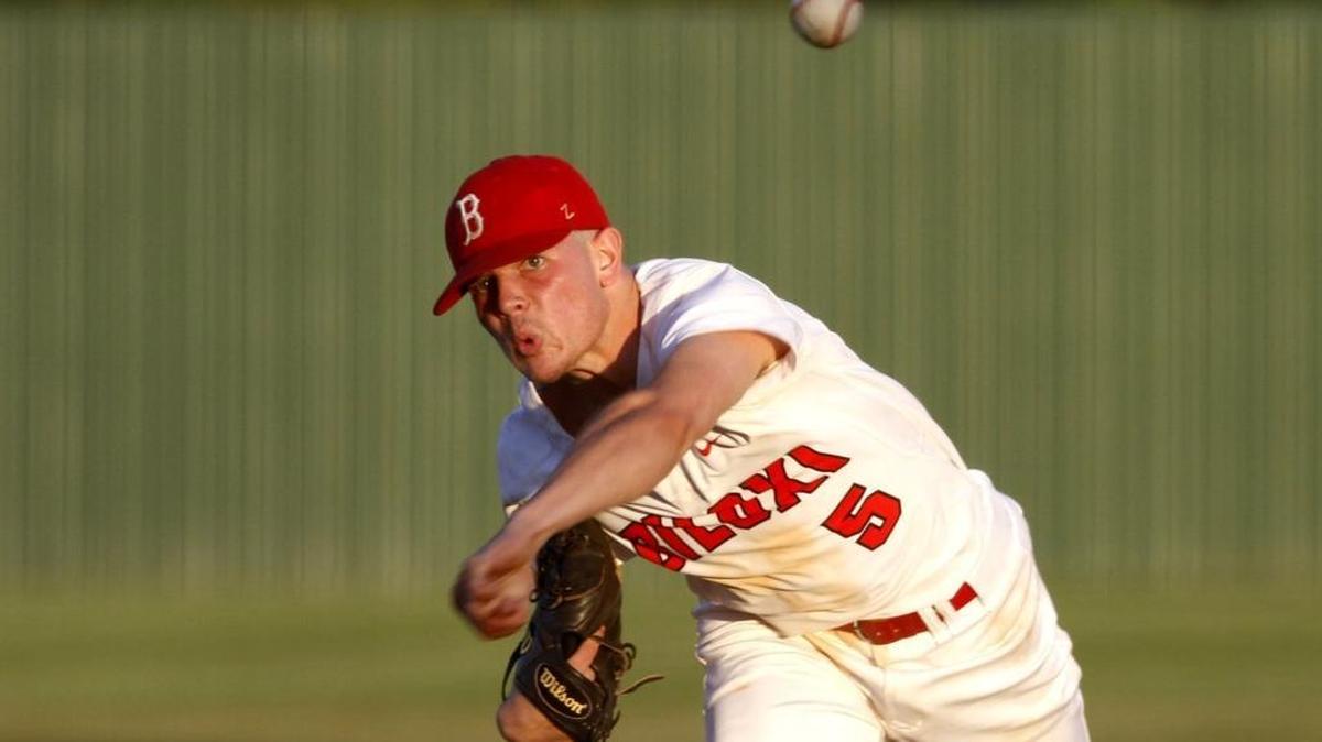 Biloxi 's Trey Shaffer delivers a pitch against St. Martin, Friday, April 21, 2017. Shaffer was recently named Mississippi’s Gatorade Player of the Year.