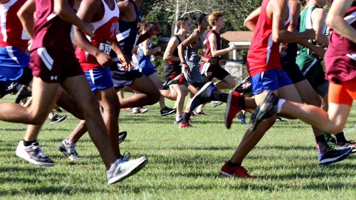 Class 4A and Class 5A cross-country boys teams take off from the start line in the region meet Saturday in Long Beach.
