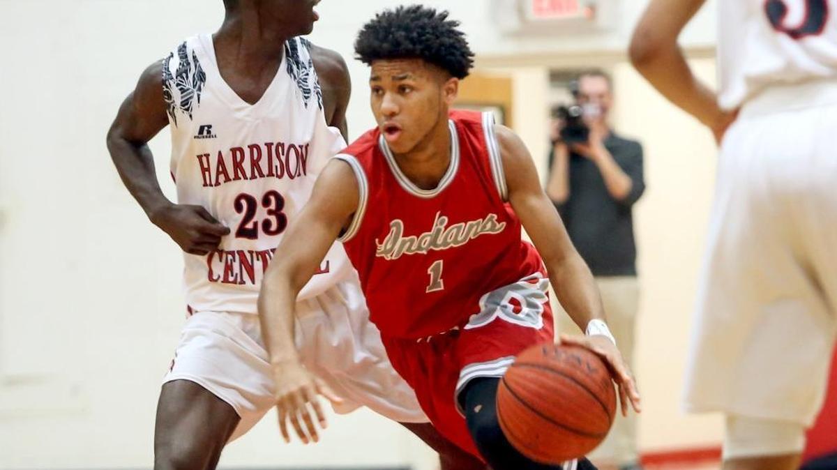 Biloxi's Dillyn Neely dribbles the ball around Harrison Central's Kalen Means on Friday, January 12, 2018, at Harrison Central High. Gulfport hosted Biloxi on Friday.