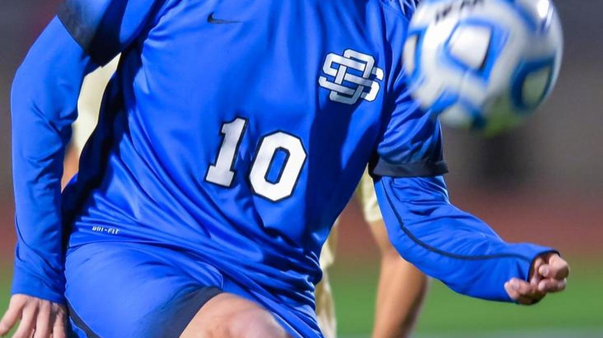 Ocean Springs’ Michael Martin II (10) kicks a ball against Northwest Rankin during the 2017 6A Boys MHSAA Soccer Championships held at Clinton High School, Saturday February 4, 2017.