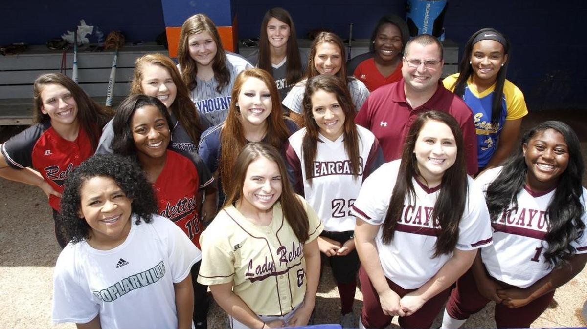 Members of the Sun Herald’s 2017 All-South Mississippi Softball Team are (l-r) Rakeya Travis, Megan Morse, Megan Dudenhefer, Marissa McDonald; (second row) Amari Ramsey, Raven Blackwell, Savannah Bryant, Kyle Long, Daja Cowan; (third row) Kristen Cade, Dallas Blaker, Mikaila Fox, Zharia Richardson; (fourth row) Kylie Taylor and Maranda Busby. Not pictured: Brooke Roach, Amber Funderburk and Jade Latham.