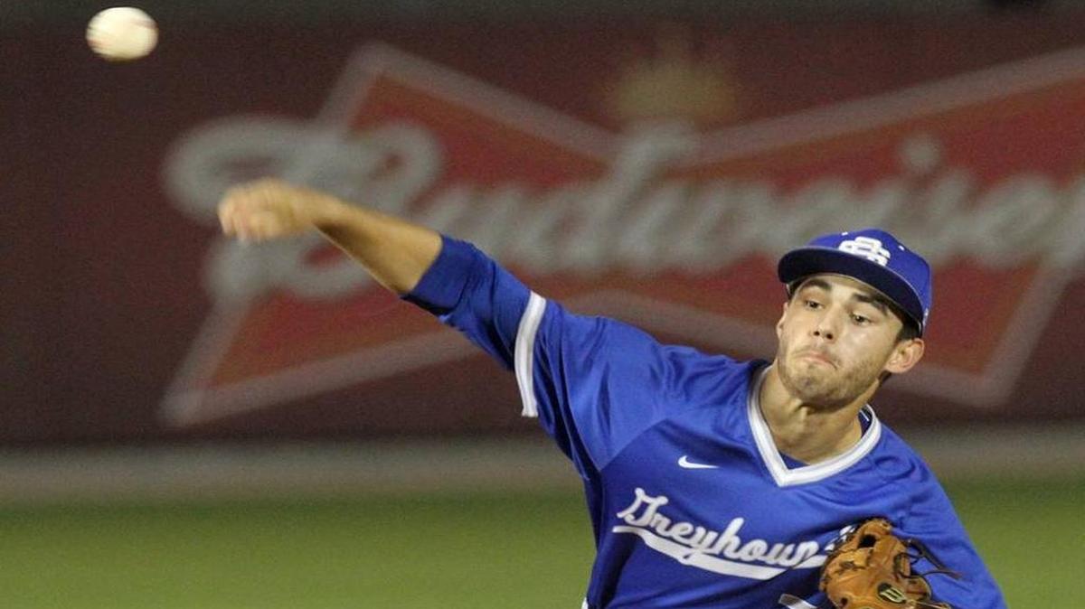 Ocean Springs pitcher Cooper Brune throws against Gulfport during the first inning of their game at MGM Park in Biloxi on Thursday March 17, 2016. The MHSAA recently passed legislation to mandate pitch counts for high school pitchers.