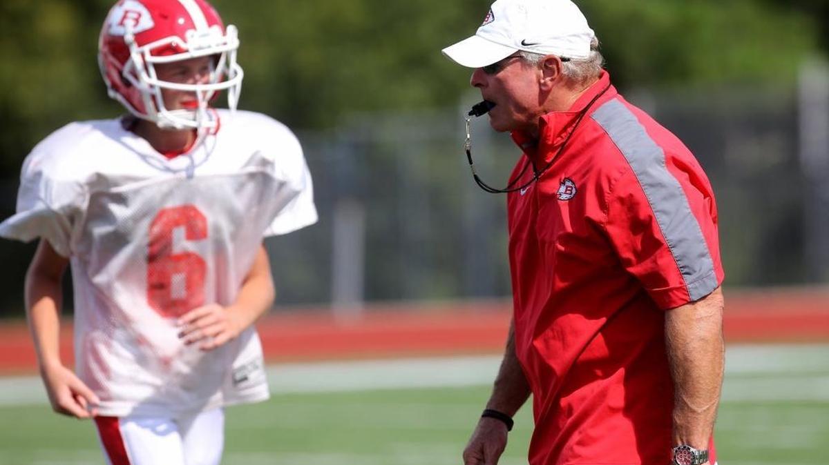 Biloxi football coach Bobby Hall guides his team during practice on Monday, August 8, 2016.
