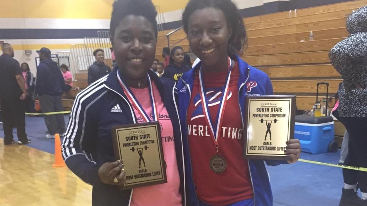 Gautier’s Miranda Hicks and Pascagoula’s Jazmine Davis earned the Most Outstanding Lifter awards at Friday’s Class III South State girls powerlifting meet at Gautier High.