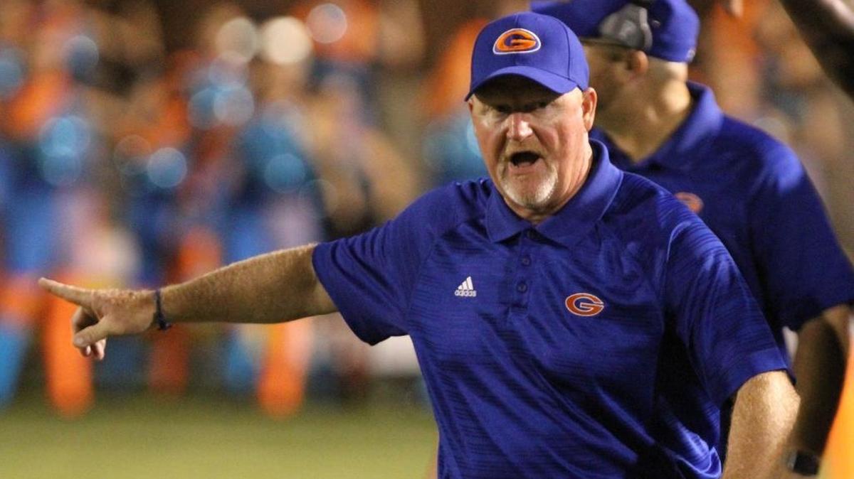 Gulfport head coach Eddie Pierce sends a player on the field during the first quarter of their Port City Bowl Classic game against George County at Milner Stadium on Gulfport on Friday, Aug. 18, 2017. Pierce was named the Region 4-6A Coach of the Year.