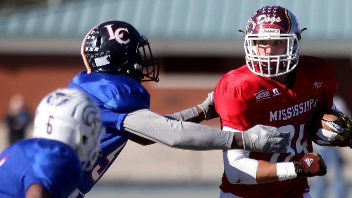 East Central's Brad Cumbest runs the ball during the Bernard Blackwell Classic on Saturday, December 9, 2017. Cumbest is one of three Coast products playing in Saturday’s Mississippi-Alabama All-Star Game, hosted at Southern Miss.