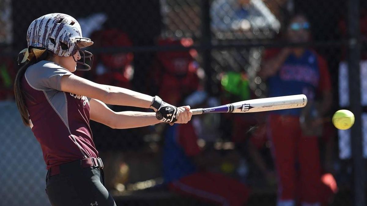 George County's Anna Adams drives a pitch against Neshoba Central hitter at the 5A-6A state finals last month. Adams was named the District 8, Region 8-5A/6A’s top defensive player.