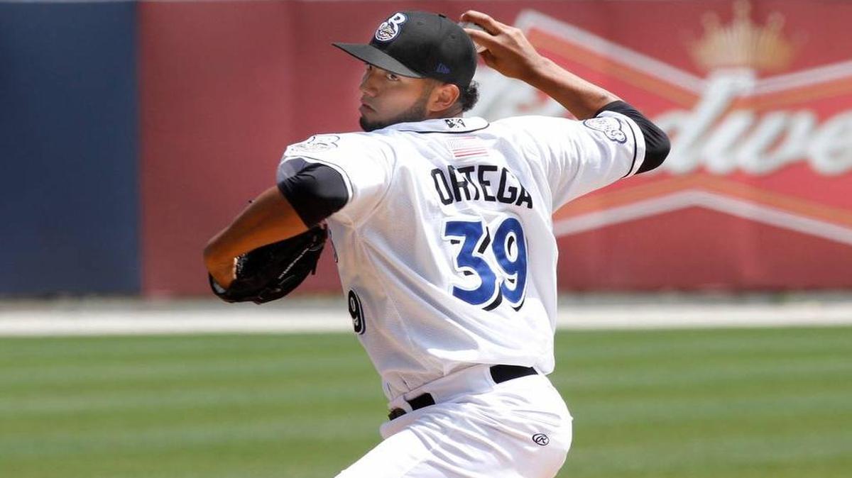 Biloxi Shuckers starter Jorge Ortega pitches against Pensacola on April 17. Ortega didn’t get any run support Sunday, falling to Birmingham 6-0.
