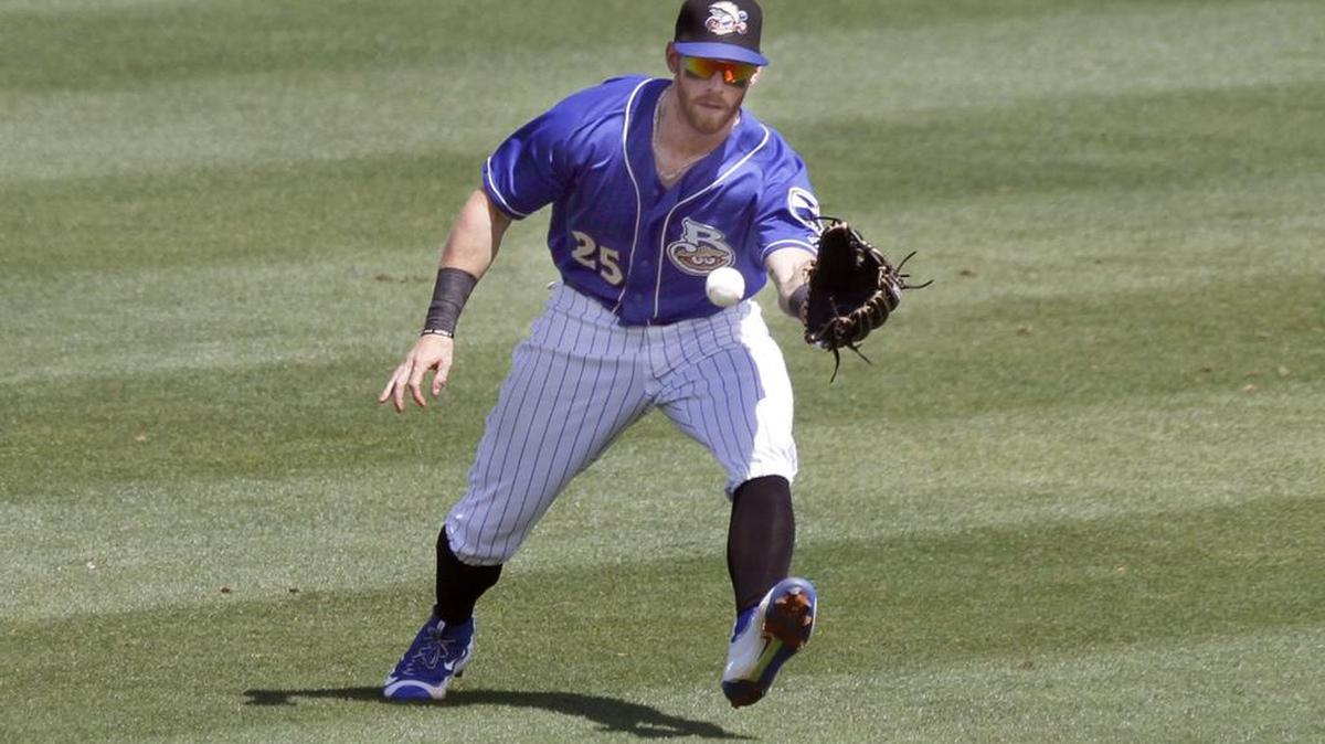 Shuckers outfielder Michael Reed homered Friday against Mobile.