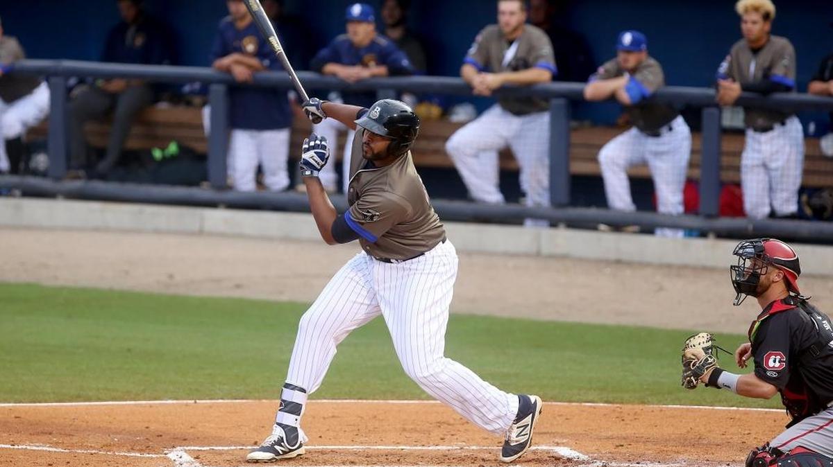 Shuckers Javi Salas pitched Sunday in relief against Jacksonville at MGM Park.
