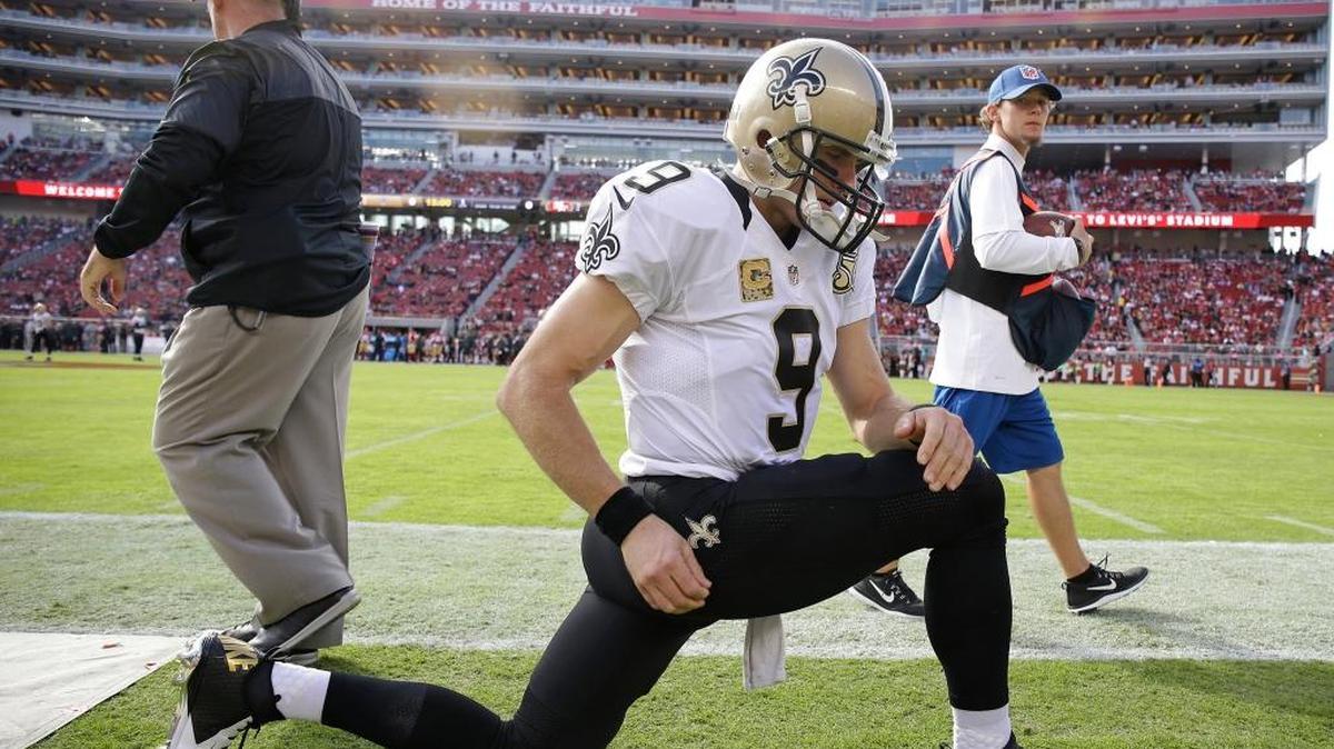 New Orleans Saints quarterback Drew Brees warms up before a game. The fortunes of the Denver Broncos and the Saints have changed considerably in little more than a month, making their midseason meeting in the Superdome on Sunday all the more compelling. )