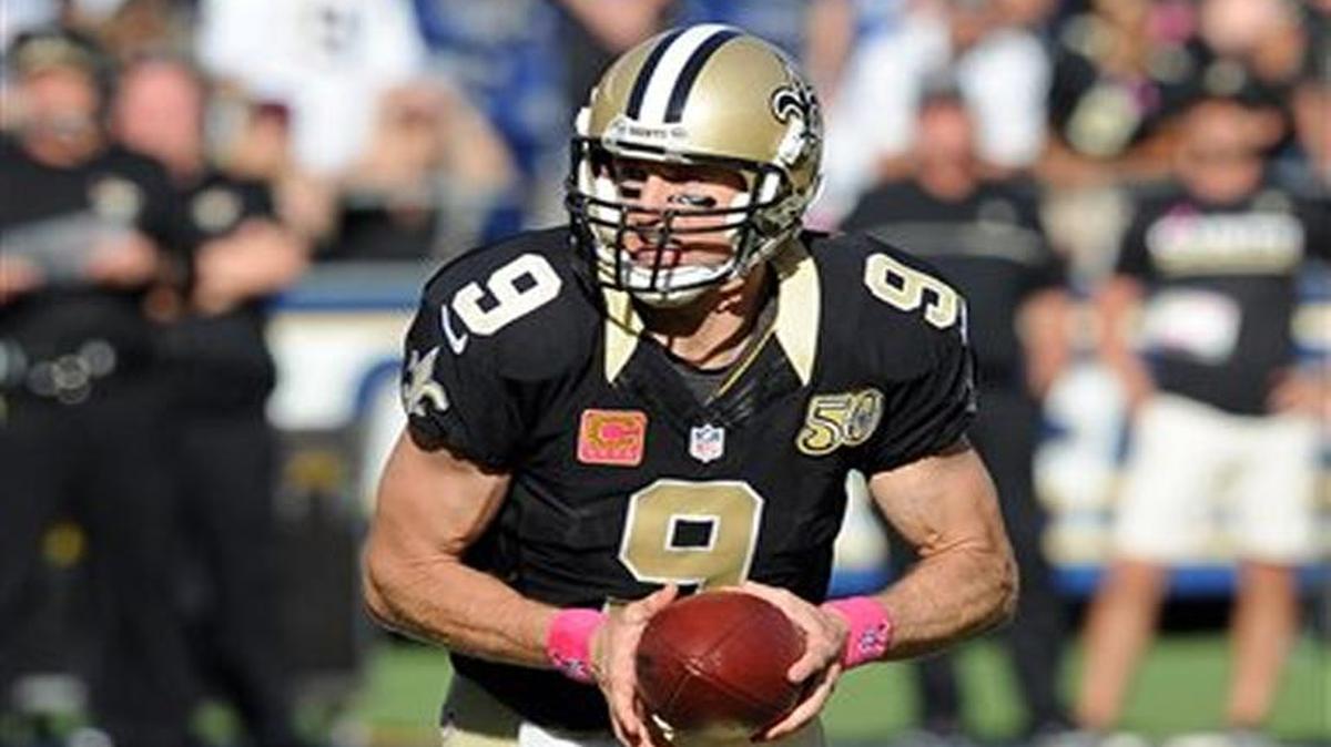 New Orleans Saints quarterback Drew Brees (9) and the Saints are hosting Carolina Sunday.