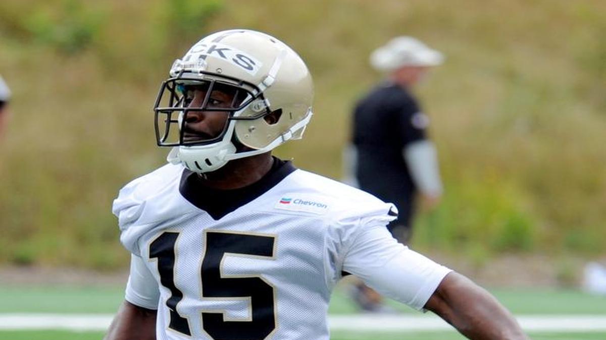 New Orleans at Saints Hakeem Nicks (15) runs drills during the NFL football team's training camp in White Sulphur Springs, W.Va., Friday.