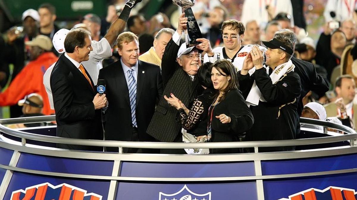New Orleans Saints' owner Tom Benson celebrates as the New Orleans Saints beat the Indianapolis Colts 31-17, Sunday, February 7, 2010 in Super Bowl XLIV at Sun Life Stadium in Miami Gardens, Florida. How do the Saints get back there? Brian Allee-Walsh has a 10-point plan.
