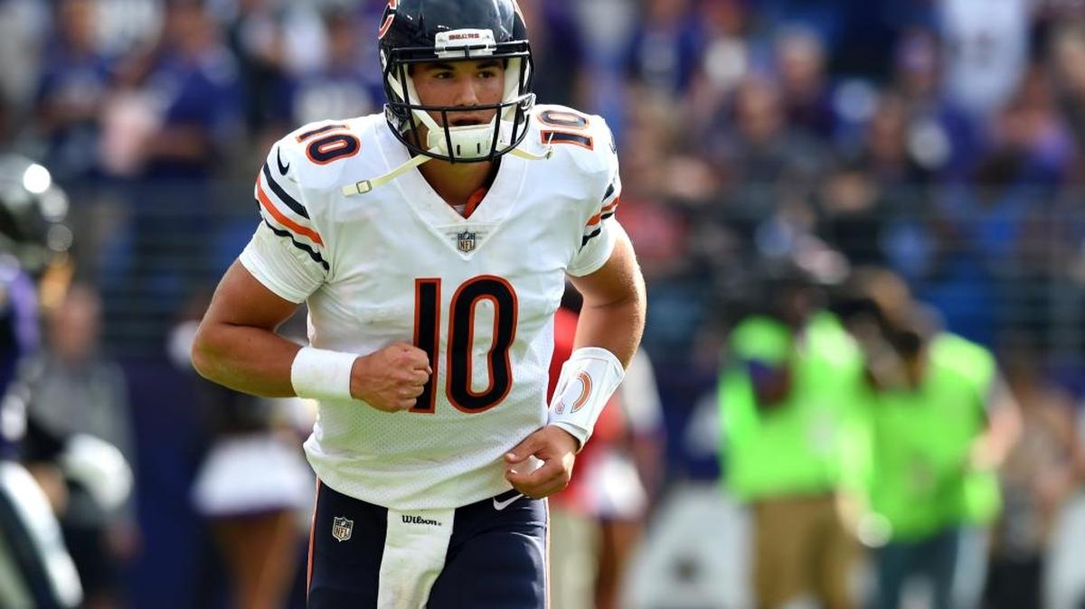 Chicago Bears quarterback Mitchell Trubisky runs on the field in the second half of an NFL football game against the Baltimore Ravens in Baltimore. When the Bears moved aggressively in the draft to select Trubisky second overall, it arguably caused a chain reaction that allowed the Saints to select cornerback Marshon Lattimore with the 11th pick.