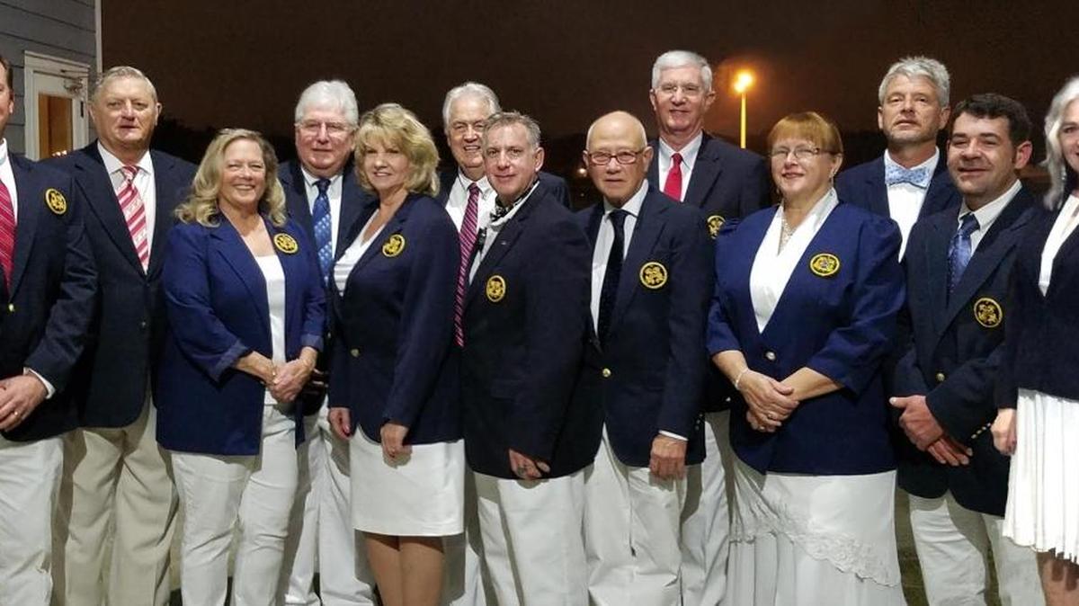 Officers of the Long Beach Yacht Club are (left to right): Brian Currie, Tom Stokes, Julie Noble, Martin Jones, Donna Painter, Buddy Ray, Darien Hill, Joe Fleming, Commodore Millard Quigley, June Wiggins, Mike Gundlach, Partick Holifield,Terri Oehmichen.