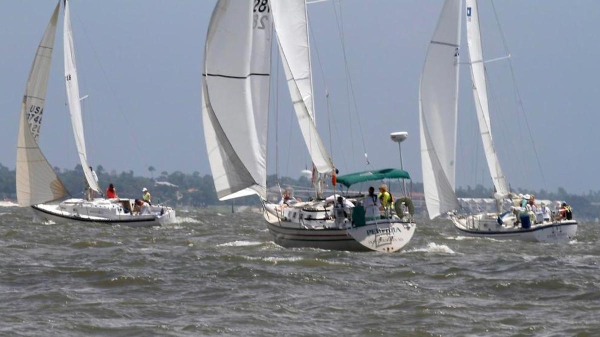 The Knotfas, Perfidia and Free Spirit catch the wind during Knost Regatta, August 15, 2015. The Knost Regatta takes place next weekend at the Pass Christian Yacht Club.