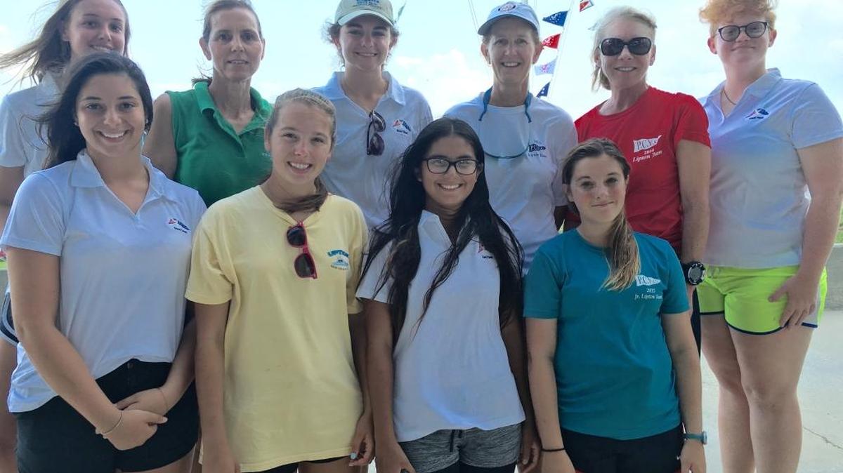 Pass Christian Yacht Club won the 80th Knost Regatta Sunday. Team members are: front row, Hanna Dawley, Helen Charbonnet, Briana Gamboa, Sophia Diaz del Valle. Back row, Margot Bullock, Shirley Charbonnet, Julie Charbonnet, Shelly McNair, Leslie Dane, Erin Dees.
